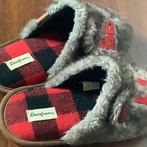 Dearfoams- Sz US2-3 - Lil Bear ear slippers - rubber sole profile racks faux fur - Picture 5 of 8